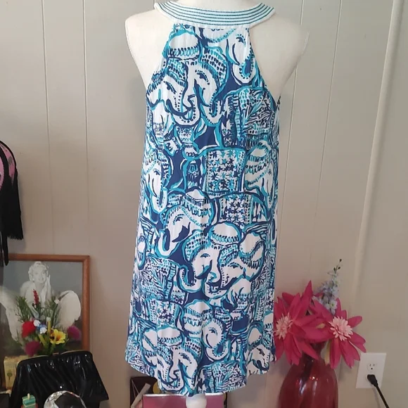 Lilly Pulitzer Beach Dress Blue and White XS - Picture 5 of 8